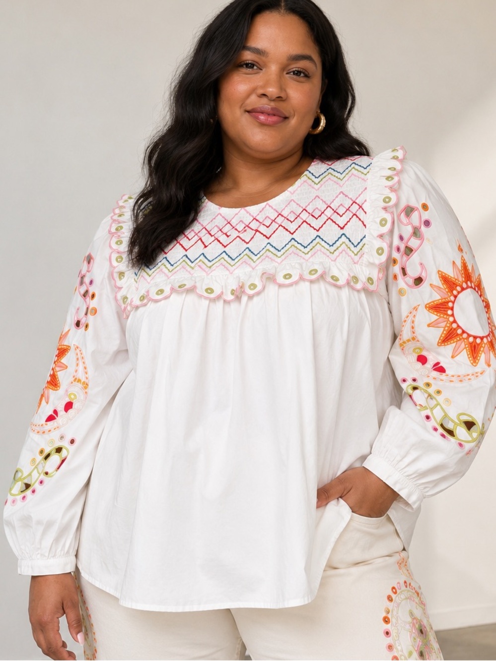 Never Fully Dressed Enchanted Embroidered Cotton Blouse Boho Folk Top